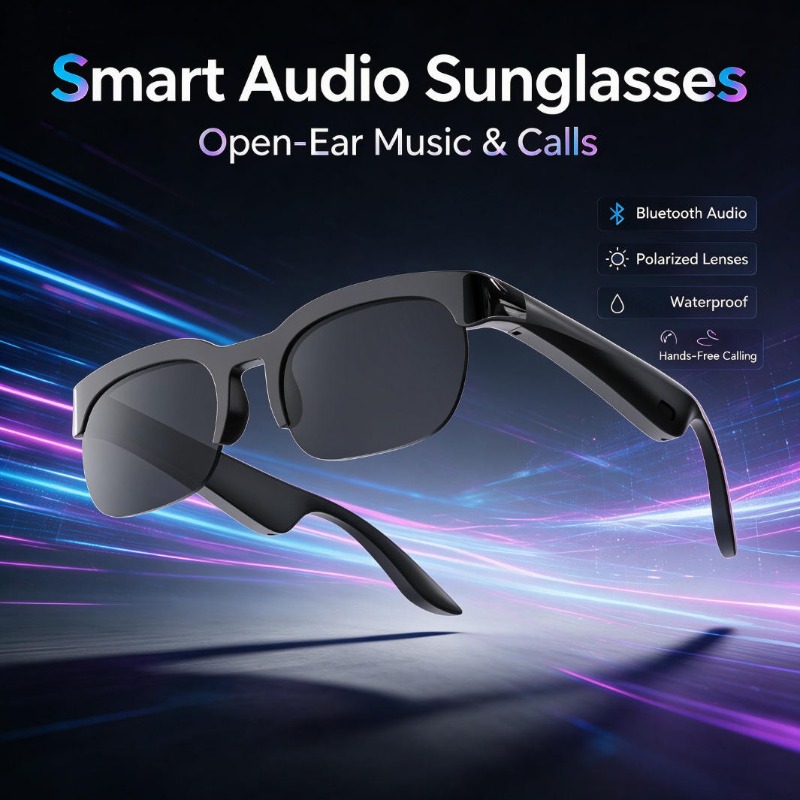 Audio Music For Video - Lunettes audio intelligentes à oreilles libres,