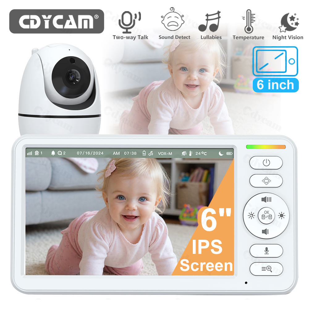 Audio Music Kids - Moniteur bébé 6 pouces sans Wi-Fi,